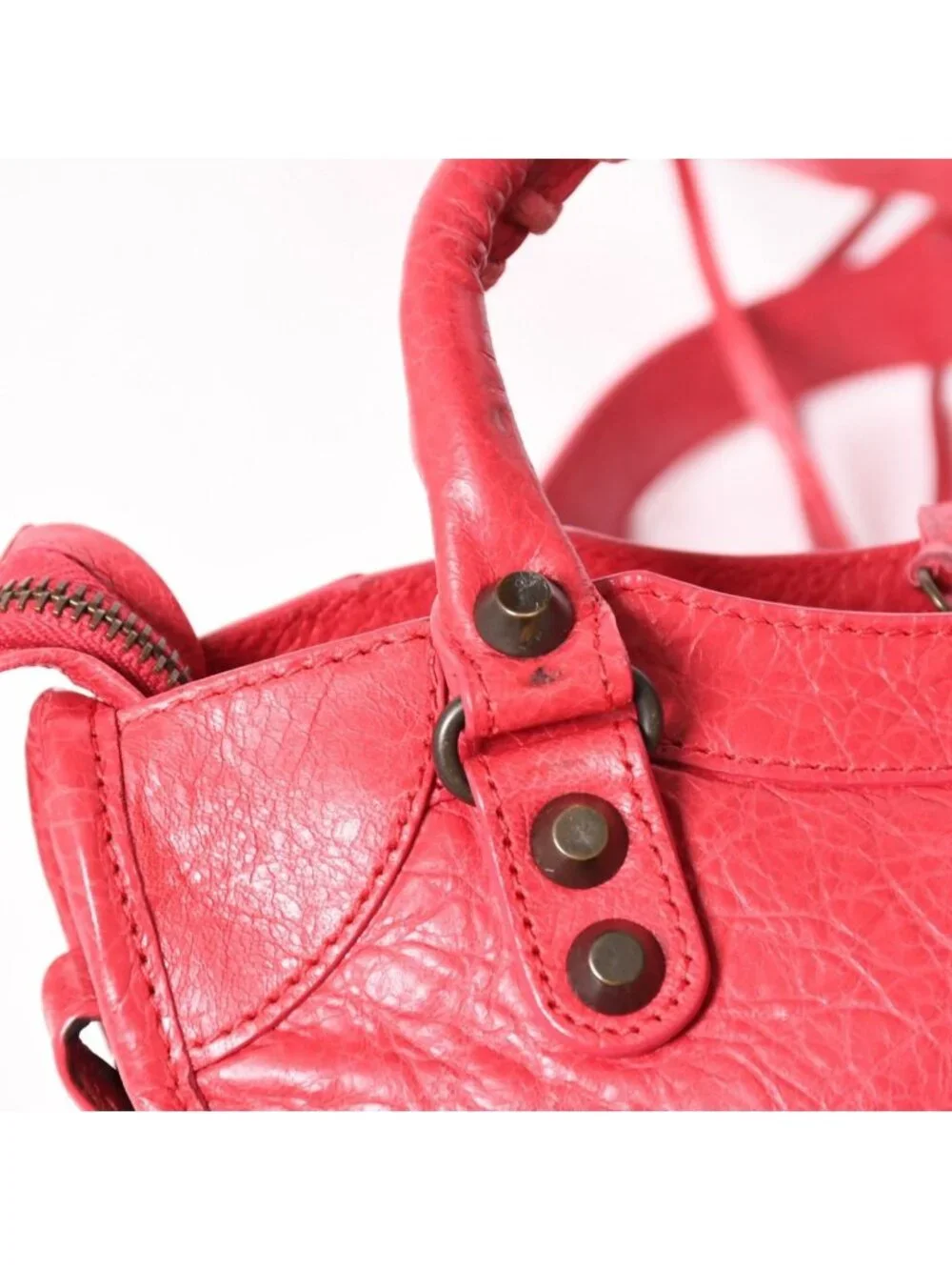 Balenciaga Classic Mini City 2-Way Shoulder Bag Leather Red Pink
